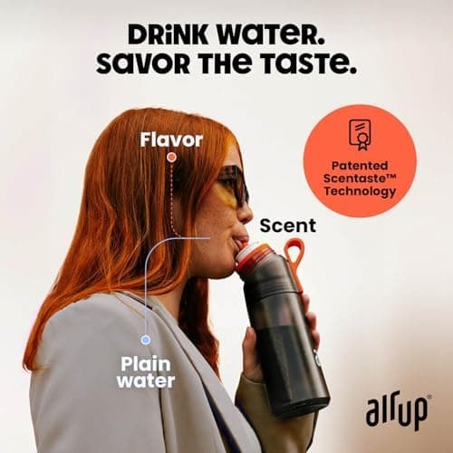 air up® Trinkflasche für Schule und Sport | inkl. 5 zuckerfreien Duft-Pods & Strohhalm | Wasserflasche in Lila für Kinde