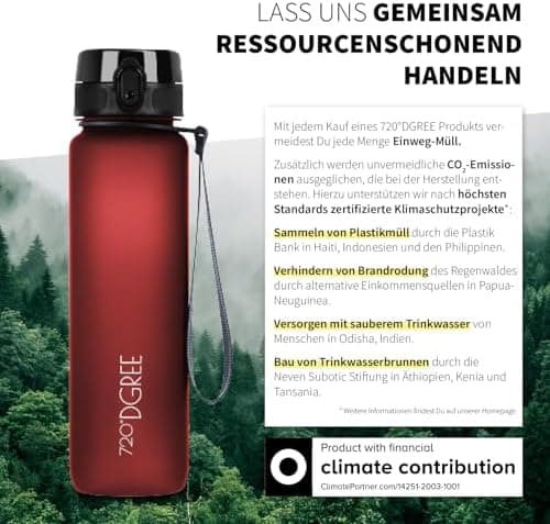 720°DGREE uberBottle Trinkflasche SoftTouch 500ml - Auslaufsicher, BPA-Frei - für Sport und Outdoor-Aktivitäten - Climat