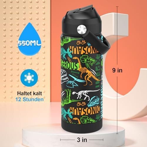 Edelstahl Trinkflasche Meeresjungfrau 550ml BPA Frei Auslaufsicher Thermosflaschefür Kinder und Erwachsene - Sport, Schu