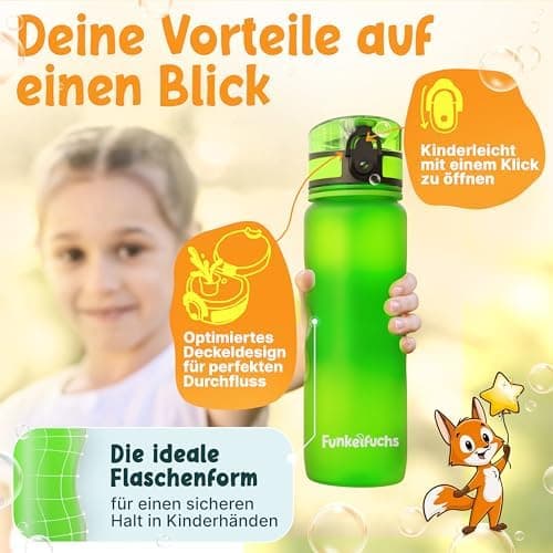 Nur für Funkelfuchs Trinkflaschen passende Ersatzdeckel 500ml (grün) - Luxus Design und Dauerhaftigkeit
