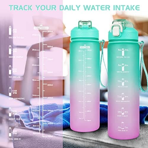 CodiCile Trinkflasche 1L - Ideal für Outdoor Aktivitäten mit Zeitmarkierung und Strohhalm
| CodiCile 1L Trinkflasche St