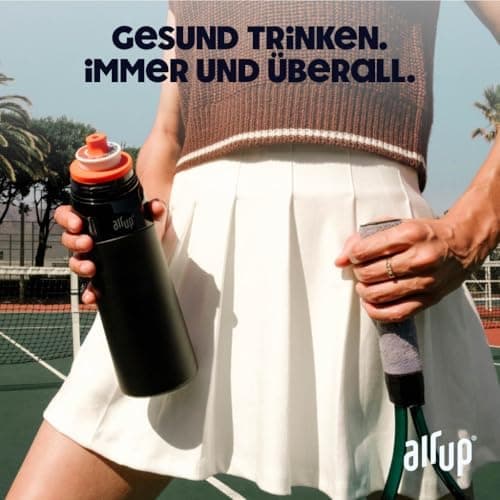 air up® Trinkflasche für Schule und Sport | inkl. 5 zuckerfreien Duft-Pods & Strohhalm | Wasserflasche in Lila für Kinde