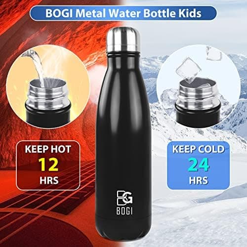 BOGI Doppelwandige Thermosflasche Edelstahl Trinkflasche Kinder Trinkflasche Schule Himmelblau Pink