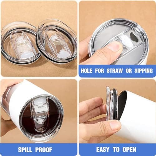 2er Set langlebiger, transparenter Kunststoff-Ersatzdeckel für 20 oz Thermobecher - идеaler Deckel für dauerhaften Gebra