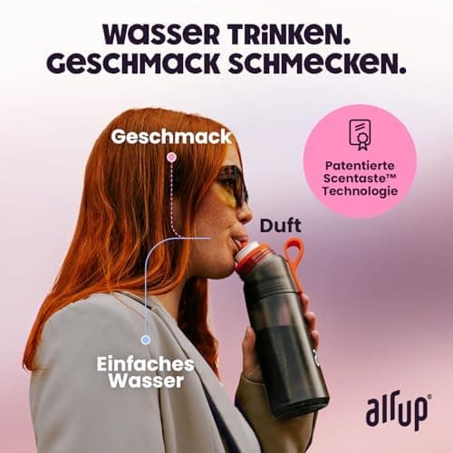 air up® Trinkflasche für Schule und Sport | inkl. 5 zuckerfreien Duft-Pods & Strohhalm | Wasserflasche in Lila für Kinde