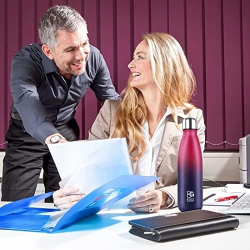 BOGI Doppelwandige Thermosflasche Edelstahl Trinkflasche Kinder Trinkflasche Schule Himmelblau Pink