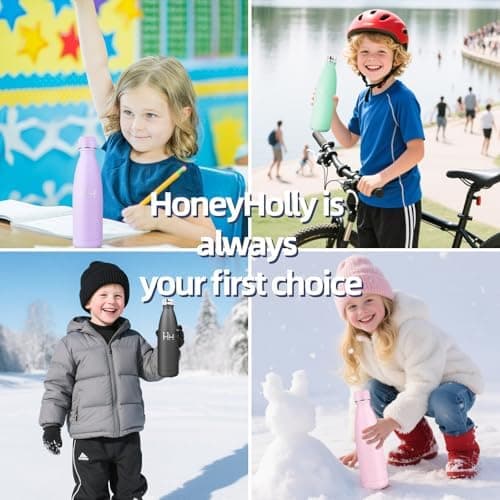 HoneyHolly Kinder Trinkflasche Doppelwandig, 500ML BPA-frei, Thermosflasche für Fitness und Gym