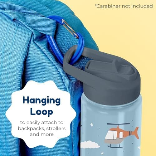 BOZ Isolierte Wasserflasche für Kinder | Edelstahl, doppelwandig, 414 ml | Praktisch und bequem mit Strohhalm-Deckel