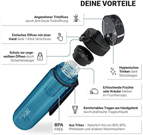 720°DGREE uberBottle Trinkflasche SoftTouch 500ml - Auslaufsicher, BPA-Frei - für Sport und Outdoor-Aktivitäten - Climat