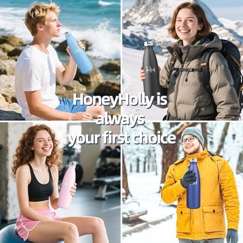HoneyHolly Kinder Trinkflasche Doppelwandig, 500ML BPA-frei, Thermosflasche für Fitness und Gym