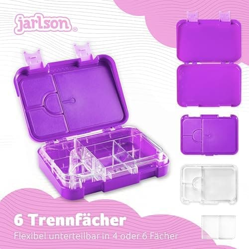 Jarlson® Brotdose Kinder mit Fächern - TONI Lunchbox - Auslaufdurchfall-Sicher – Jausenbox für Kindergarten und Schule -