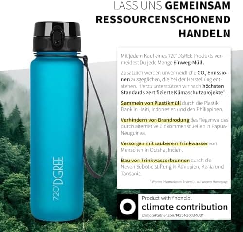 720°DGREE uberBottle Trinkflasche SoftTouch 500ml - Auslaufsicher, BPA-Frei - für Sport und Outdoor-Aktivitäten - Climat