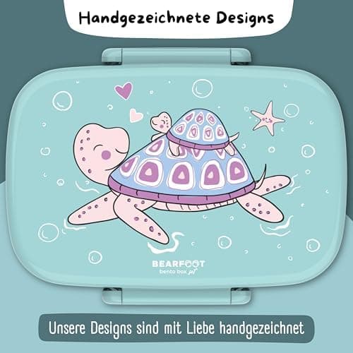 Bearfoot Brotdose Kinder BPAfrei mit Fächern Lunchbox für Mädchen & Jungen