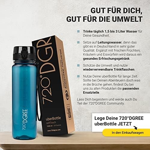 720°DGREE uberBottle Trinkflasche SoftTouch 500ml - Auslaufsicher, BPA-Frei - für Sport und Outdoor-Aktivitäten - Climat