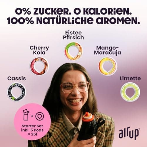 air up® Trinkflasche für Schule und Sport | inkl. 5 zuckerfreien Duft-Pods & Strohhalm | Wasserflasche in Lila für Kinde