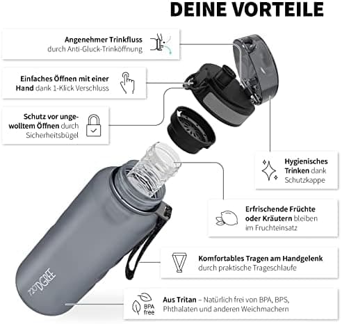 720°DGREE uberBottle Trinkflasche SoftTouch 500ml - Auslaufsicher, BPA-Frei - für Sport und Outdoor-Aktivitäten - Climat