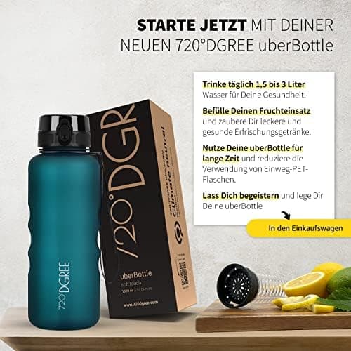 720°DGREE uberBottle Trinkflasche SoftTouch 500ml - Auslaufsicher, BPA-Frei - für Sport und Outdoor-Aktivitäten - Climat