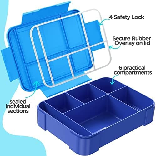 WayEee Brotdose Kinder 1330ml Auslaufsicher für Kindergarten & Schule (Blau)