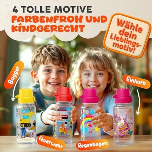 Trinkflasche Kinder auslaufsicher Regenbogen 400 ml Kohlensäure geeignet BPA-frei Tritan spülmaschinenfest Easy-Clean Ma