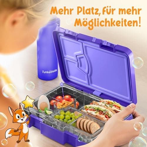 Kinder Brotdose Mondschein – Lila Fächer – 800ml – Schule & Kindergarten - BPA frei  
Kinder Brotdose Mondschein – Lila