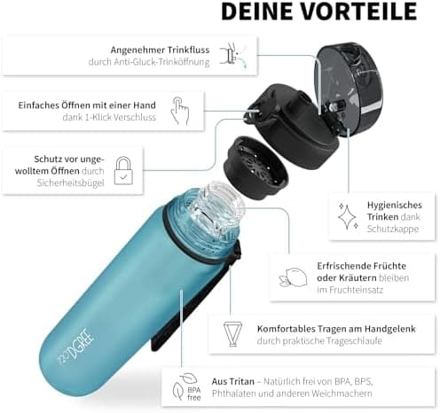 720°DGREE uberBottle Trinkflasche SoftTouch 500ml - Auslaufsicher, BPA-Frei - für Sport und Outdoor-Aktivitäten - Climat