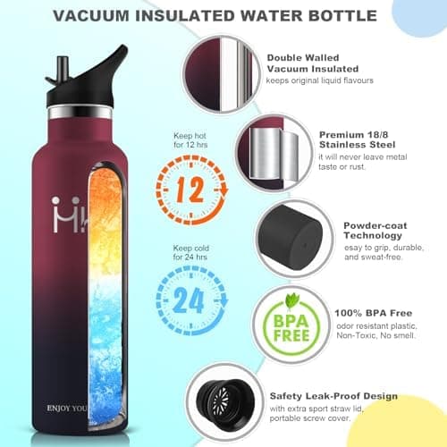 HoneyHolly Edelstahl Trinkflasche 500ML Kinder BPA-Frei Isoliert Thermoflasche