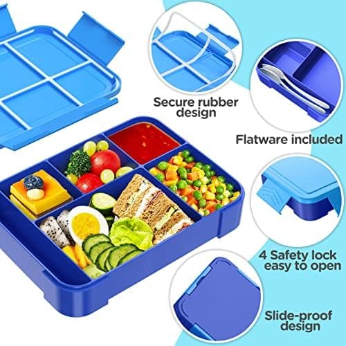 WayEee Brotdose Kinder 1330ml Auslaufsicher für Kindergarten & Schule (Blau)