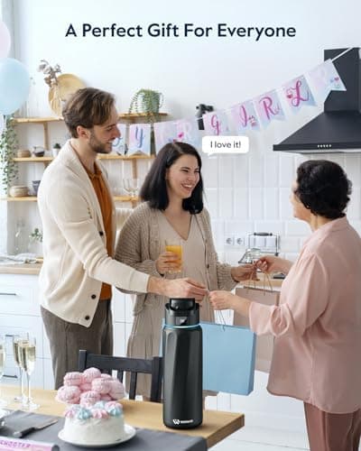 WATERH Boost Smart-Wasserflasche für Geschenke - mit Erinnerungsfunktion & Wasserspender, Edelstahl, 907 ml, Hochglanzsc