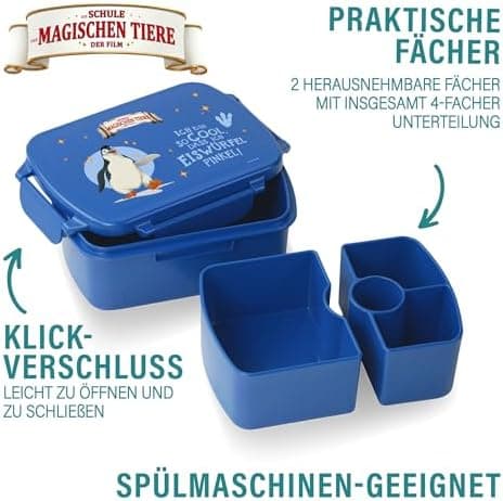 AWAVE Henrietta Snackbox Brotdose Kinder rPET Grün – Unterteilung, Auslaufsicher, Pausenbox für Schule und Picknick