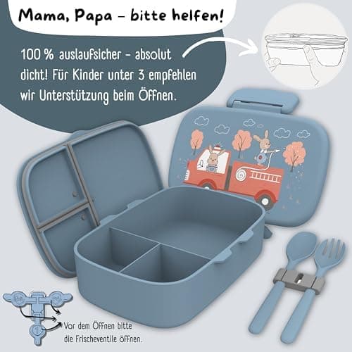 Bearfoot Brotdose Kinder BPAfrei mit Fächern Lunchbox für Mädchen & Jungen