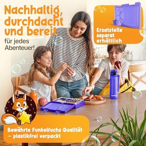 Kinder Brotdose Mondschein – Lila Fächer – 800ml – Schule & Kindergarten - BPA frei  
Kinder Brotdose Mondschein – Lila