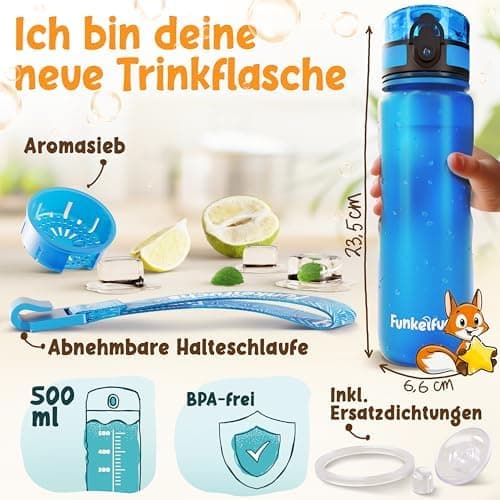 Nur für Funkelfuchs Trinkflaschen passende Ersatzdeckel 500ml (grün) - Luxus Design und Dauerhaftigkeit