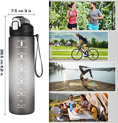 CodiCile Trinkflasche 1L - Ideal für Outdoor Aktivitäten mit Zeitmarkierung und Strohhalm
| CodiCile 1L Trinkflasche St