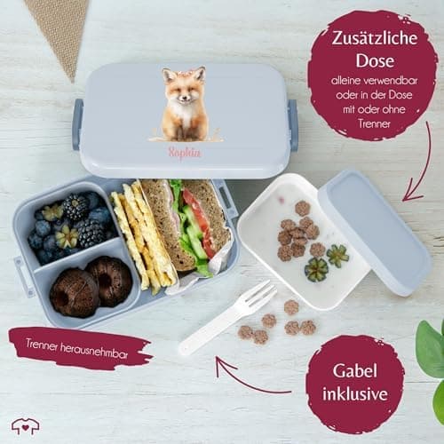 Mepal Bento Box Midi Fuchs Lunchbox - Niedliche Brotdose für Kinder | Auslaufsicher und langlebig | Sage Grün - 900 ml