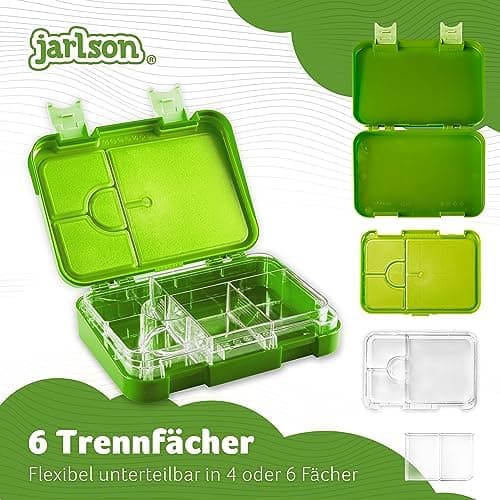 Jarlson® Brotdose Kinder mit Fächern - TONI Lunchbox - Auslaufdurchfall-Sicher – Jausenbox für Kindergarten und Schule -