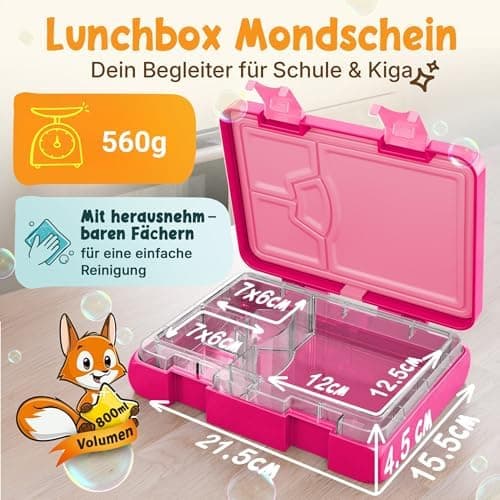 Kinder Brotdose Mondschein – Lila Fächer – 800ml – Schule & Kindergarten - BPA frei  
Kinder Brotdose Mondschein – Lila