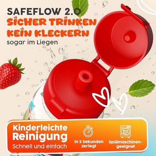 Trinkflasche Kinder auslaufsicher Regenbogen 400 ml Kohlensäure geeignet BPA-frei Tritan spülmaschinenfest Easy-Clean Ma
