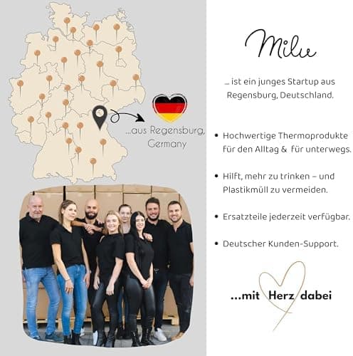 Milu Edelstahl Trinkflasche für Erwachsene – 750ml Isolierflasche zum Tragen – auslaufsicher, Kohlensäuregerecht inkl. R