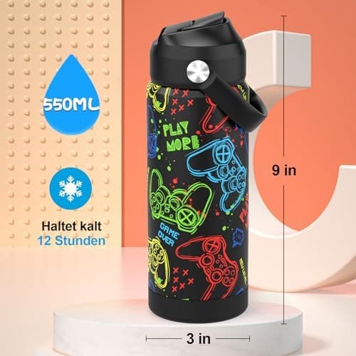 Edelstahl Trinkflasche Meeresjungfrau 550ml BPA Frei Auslaufsicher Thermosflaschefür Kinder und Erwachsene - Sport, Schu