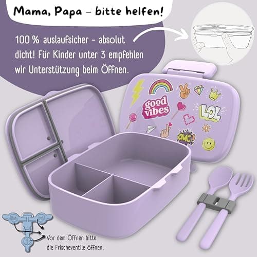 Bearfoot Brotdose Kinder BPAfrei mit Fächern Lunchbox für Mädchen & Jungen