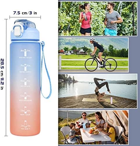 CodiCile Trinkflasche 1L - Ideal für Outdoor Aktivitäten mit Zeitmarkierung und Strohhalm
| CodiCile 1L Trinkflasche St