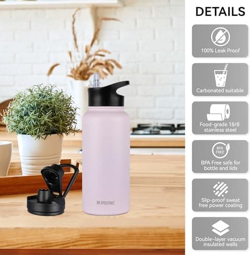 Edelstahl Trinkflasche 1.2L BPAfrei-Thermoskanne-Vakuum Doppelwandisolierung für Sport Campings-Reise-Kohlensäure Geeign