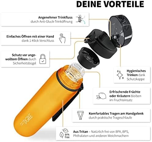 720°DGREE uberBottle Trinkflasche SoftTouch 500ml - Auslaufsicher, BPA-Frei - für Sport und Outdoor-Aktivitäten - Climat
