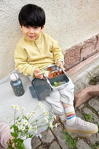 LÄSSIG Edelstahl Kinder Brotdose Frühstücksbox Nachhaltig für Schule und Adventure (1er Pack)  
LÄSSIG Kinder Brotdose E