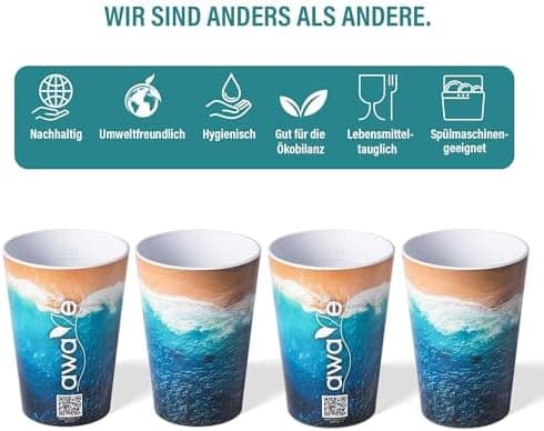 AWAVE Festival Becher Set multifunktional für Party- und Every-Day-Nutzung, 400 ml,-recycelbar, leicht und robust