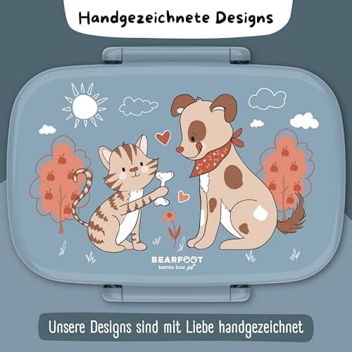 Bearfoot Brotdose Kinder BPAfrei mit Fächern Lunchbox für Mädchen & Jungen