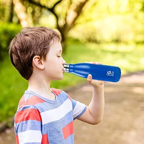 BOGI Doppelwandige Thermosflasche Edelstahl Trinkflasche Kinder Trinkflasche Schule Himmelblau Pink