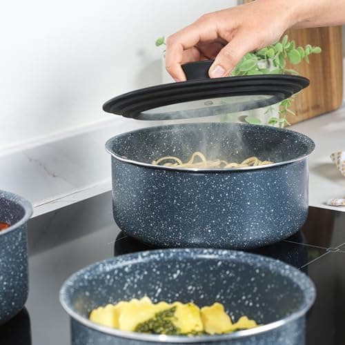 Russell Hobbs Universaldeckel aus gehärtetem Glas für 16-20cm Töpfe + Dampfaustritt + Silikonrand + Durchsichtig