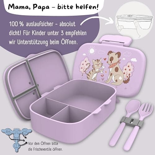 Bearfoot Brotdose Kinder BPAfrei mit Fächern Lunchbox für Mädchen & Jungen