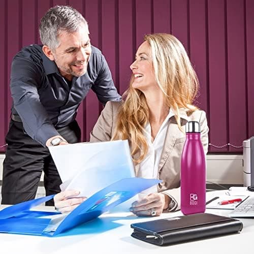 BOGI Doppelwandige Thermosflasche Edelstahl Trinkflasche Kinder Trinkflasche Schule Himmelblau Pink